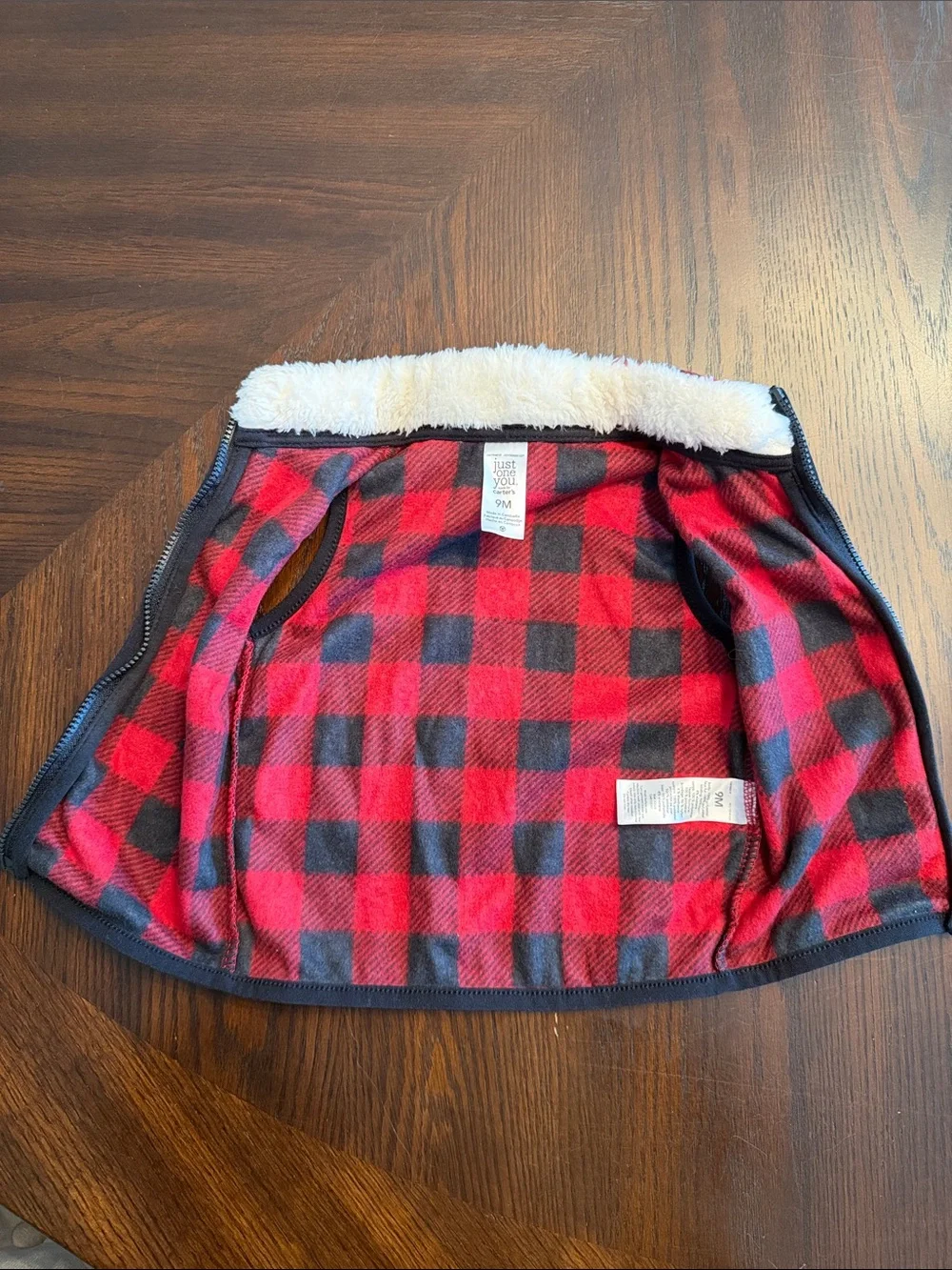 Carter’s Baby Boy 3 Piece Buffalo Plaid Sherpa Vest Outfit Set 9M Fall
